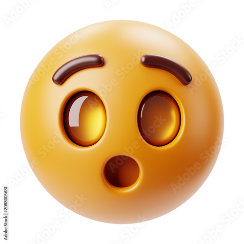 Картината върху платно Surprised 3D Emoji Face With Open Mouth And Shocked Expression For Digital Stick