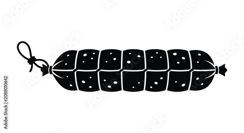 Εκτύπωση καμβά Sausage With String Tied Ends Black Silhouette