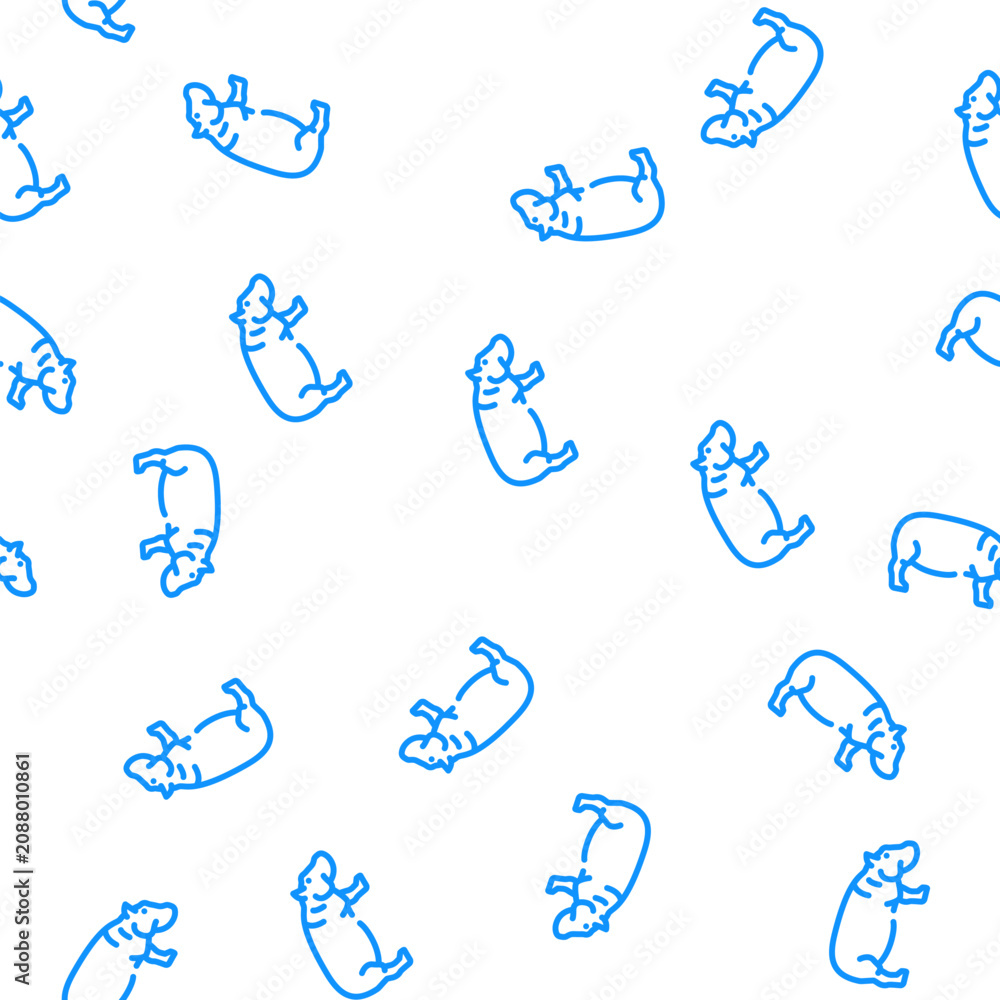 Fototapeta premium hippopotamus animal vector seamless pattern hippopotamus animal sign illustration