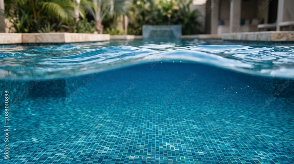 Fototapeta premium Soft blue waves serene tranquil swimming pool water surface atmosphere