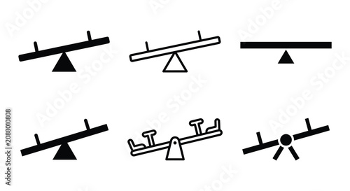Εκτύπωση καμβά Seesaw Variations In Black Silhouette Style teeter totter