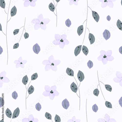 Seamless pattern with flowers, watercolor floral print