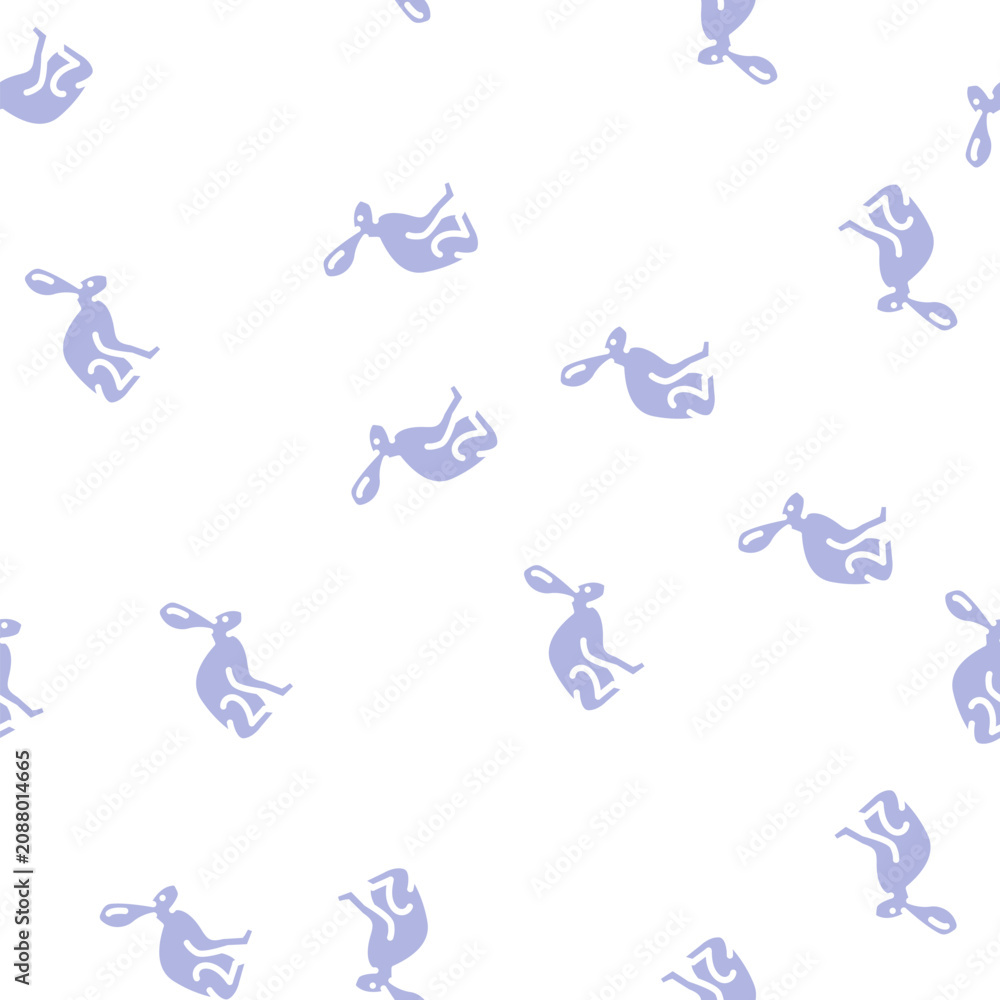 Fototapeta premium hare animal glyph vector seamless pattern. hare animal signthin illustration