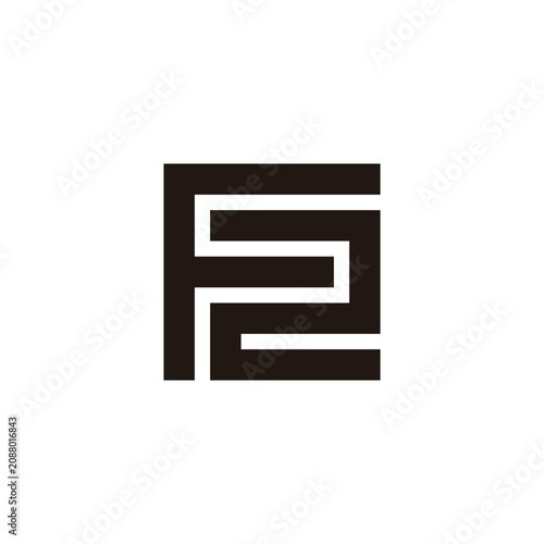 Letter F number 2, square geometric symbol simple logo vector