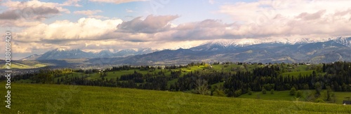 Wide Panorama of Tatra Mountains and Podhale Highlands, Poland