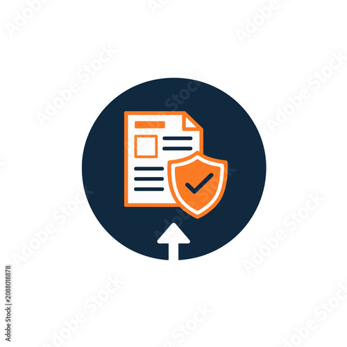 Budget Review Data Sheet Shield Badge Icon