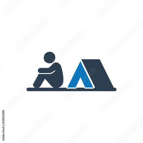 Tableau sur toile Temporary Tent Shelter Hardship icon