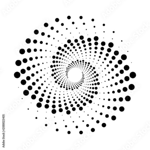 Canvas Print Abstract circular dot fusion vector with flawless radial symmetry