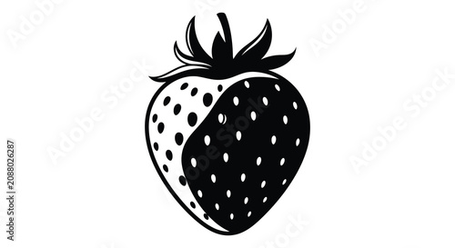 Canvas Print Strawberry Silhouette On White Background Detailed Seed Pattern
