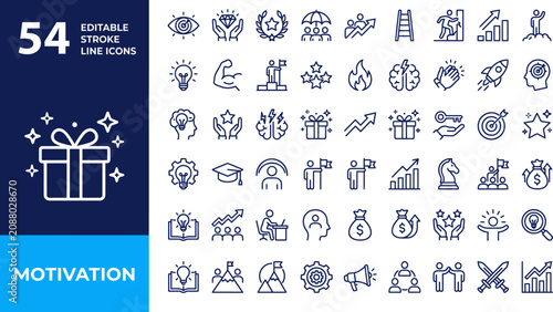 Tableau sur toile Motivation line icon set