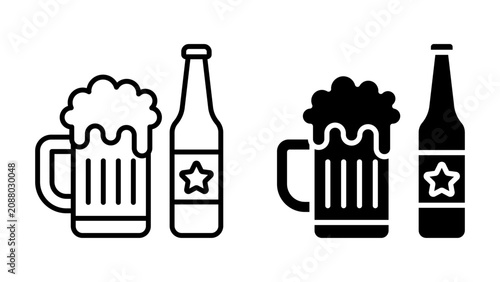 Beer icon set. for mobile concept and web design. vector illustration on white background