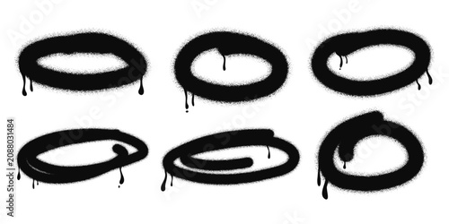 Foto Black spray paint circle frames with dripping graffiti effect