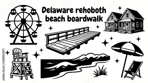 Tableau sur toile beautiful rehoboth beach in delaware featuring a classic wooden boardwalk sandy