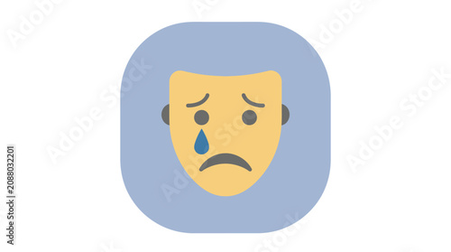 Принти на полотні Sad face emoticon with tear drop.