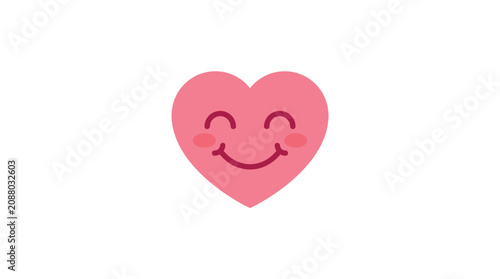 Schilderij op canvas Smiling Pink Heart Symbol Icon.