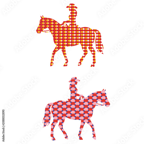 Geometric Checkered Horse Silhouette Vector Illustration.