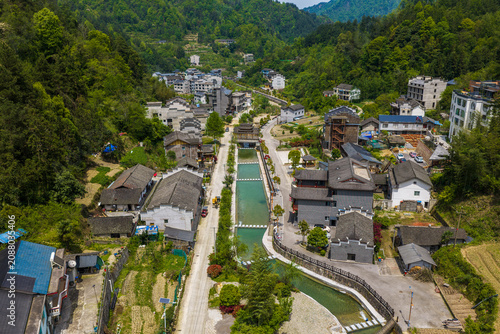 Aerial View of Zhangjiajie Village, Hunan Province, China