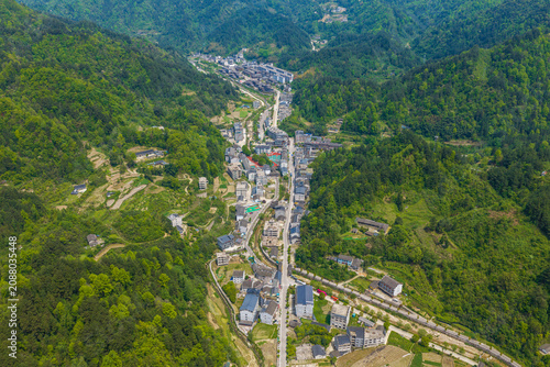 Aerial View of Zhangjiajie Village, Hunan Province, China