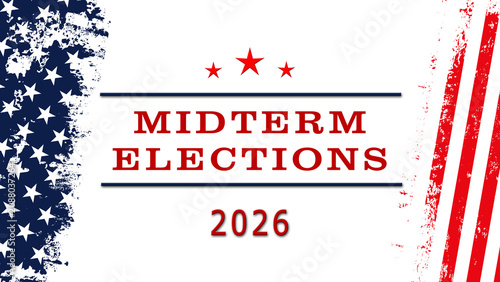 MIDTERM ELECTIONS 2026 in United States - poster for Election voting - 3D Illustration