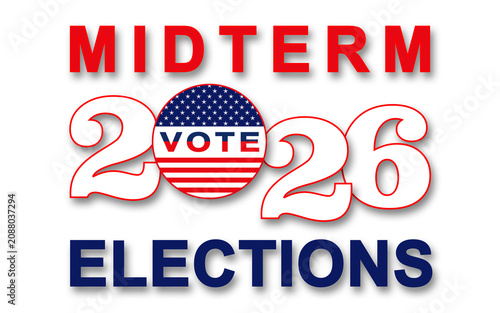 MIDTERM ELECTIONS 2026 in United States in banner design - poster for Election voting - 3D Illustration