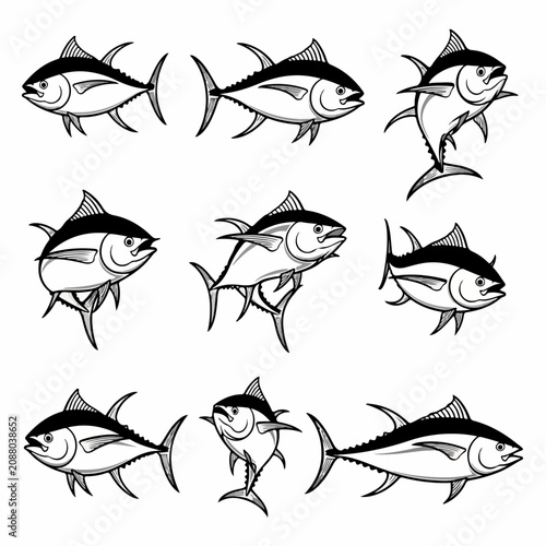 Photography Artistic vector collection of tuna silhouettes for designers everywhere