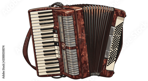 Fotografie Old brown accordion musical instrument 3.