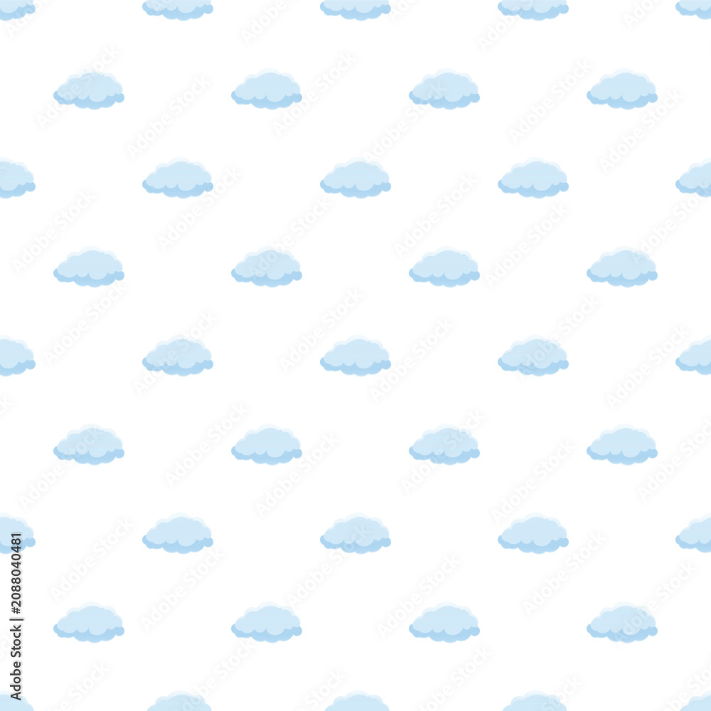 Obraz premium Cartoon clouds forming a cute seamless vector pattern on a white background