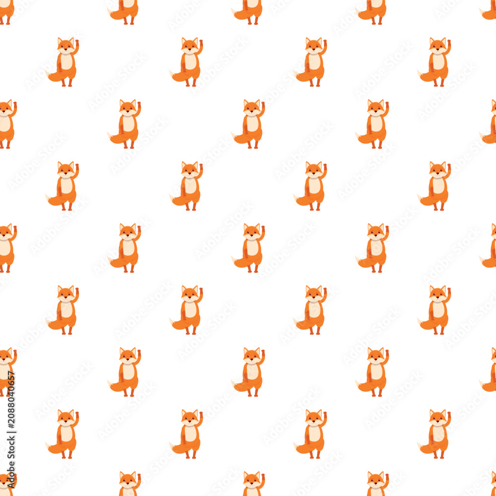Fototapeta premium Cute cartoon foxes creating a friendly seamless pattern on a white background