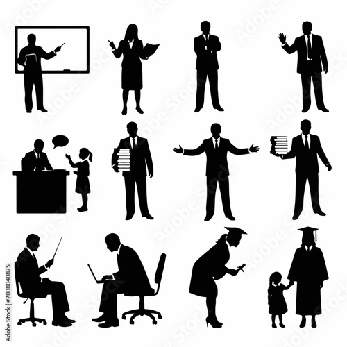 Artistic vector collection of teacher silhouettes for designers everywhere