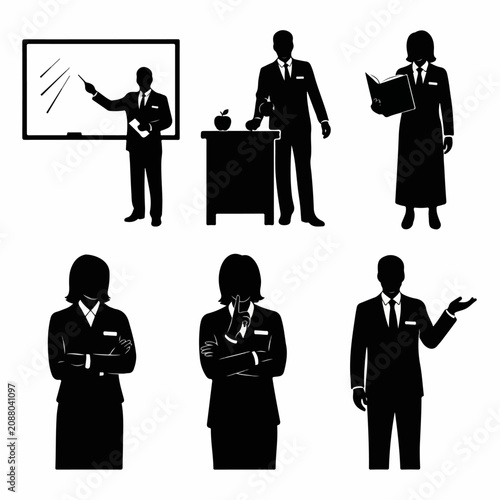 Collection of stylish teacher silhouettes crafted in vector format