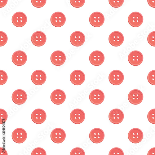 Red four hole buttons forming a seamless pattern on a white background