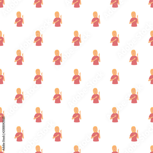 Fotografija Blonde cartoon woman pledging sincerity with hand on chest pattern
