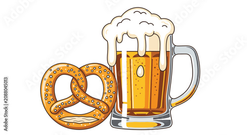 Foto Beer Mug with Pretzel Snack.