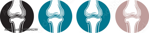 Photos Human knee joint vector icon collection with skeletal anatomy, orthopedic care,