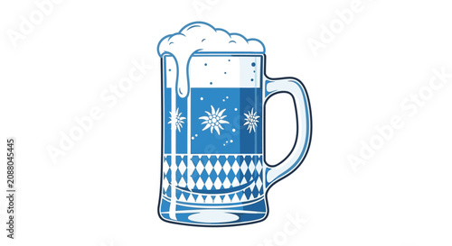 Obraz na płótnie Blue Beer Mug with Snowflakes Design.