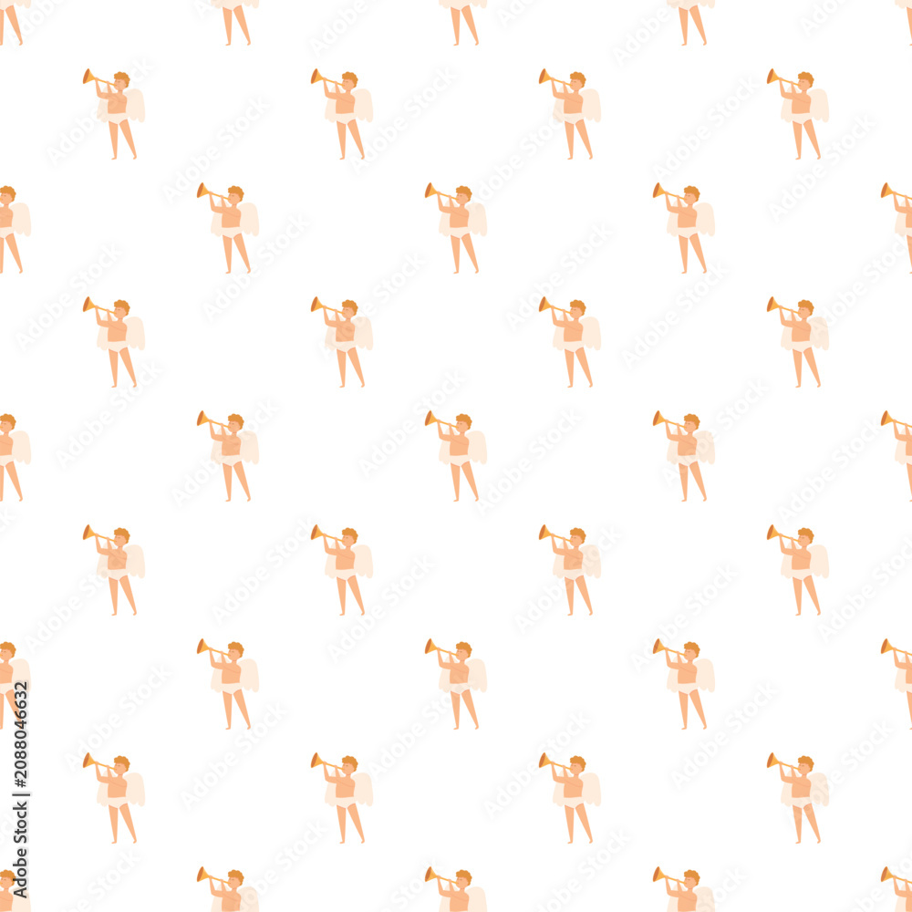 Obraz premium Many cherub angels playing trumpets creating a repeating seamless ornament