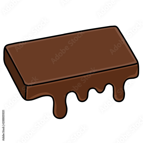 Melting chocolate bar with dripping syrup drops cartoon vector