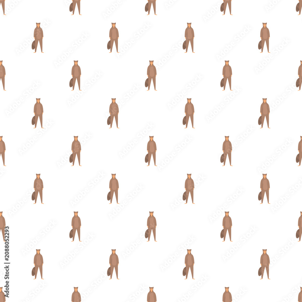 Fototapeta premium Repeating cute beaver mascot cartoon characters forming a decorative pattern