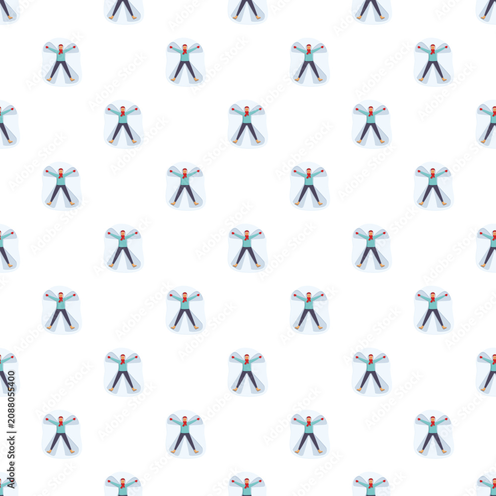 Obraz premium People making snow angels creating a seamless winter activity pattern