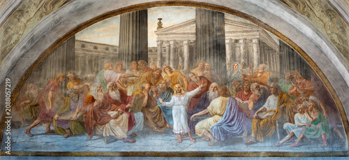 Fotografie PIETRASANTA, ITALY - JUNE 24, 2026: The fresco of Twelve Jesus in the Temple in