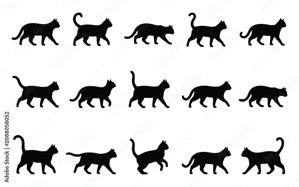 Fototapeta premium Halloween vector bundle black cat silhouettes for spooky designs october celebrations