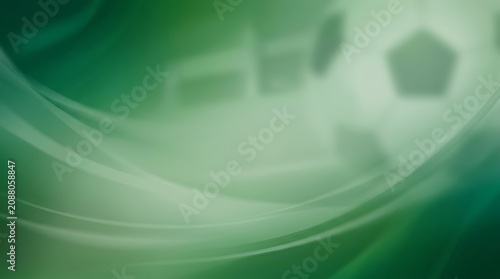 Abstract green background with flowing lines and blurred soccer ball patterns, creating a dynamic and sporty visual.