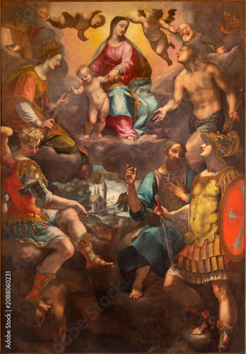 PISA, ITALY - JUNE 22, 2026: The painting of Madonna among the saints in the ...