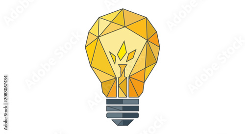 Geometric yellow lightbulb idea and creativity icon