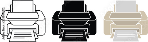 Принти на полотні Document printing machine icon set copier printer and fax technology vector