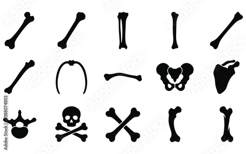 Photos Halloween vector set black silhouette bones skulls and crossbones