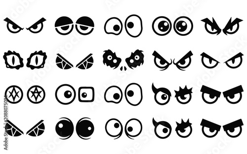 Spooky halloween vector eyes diverse set for graphic design party decorations and digital art