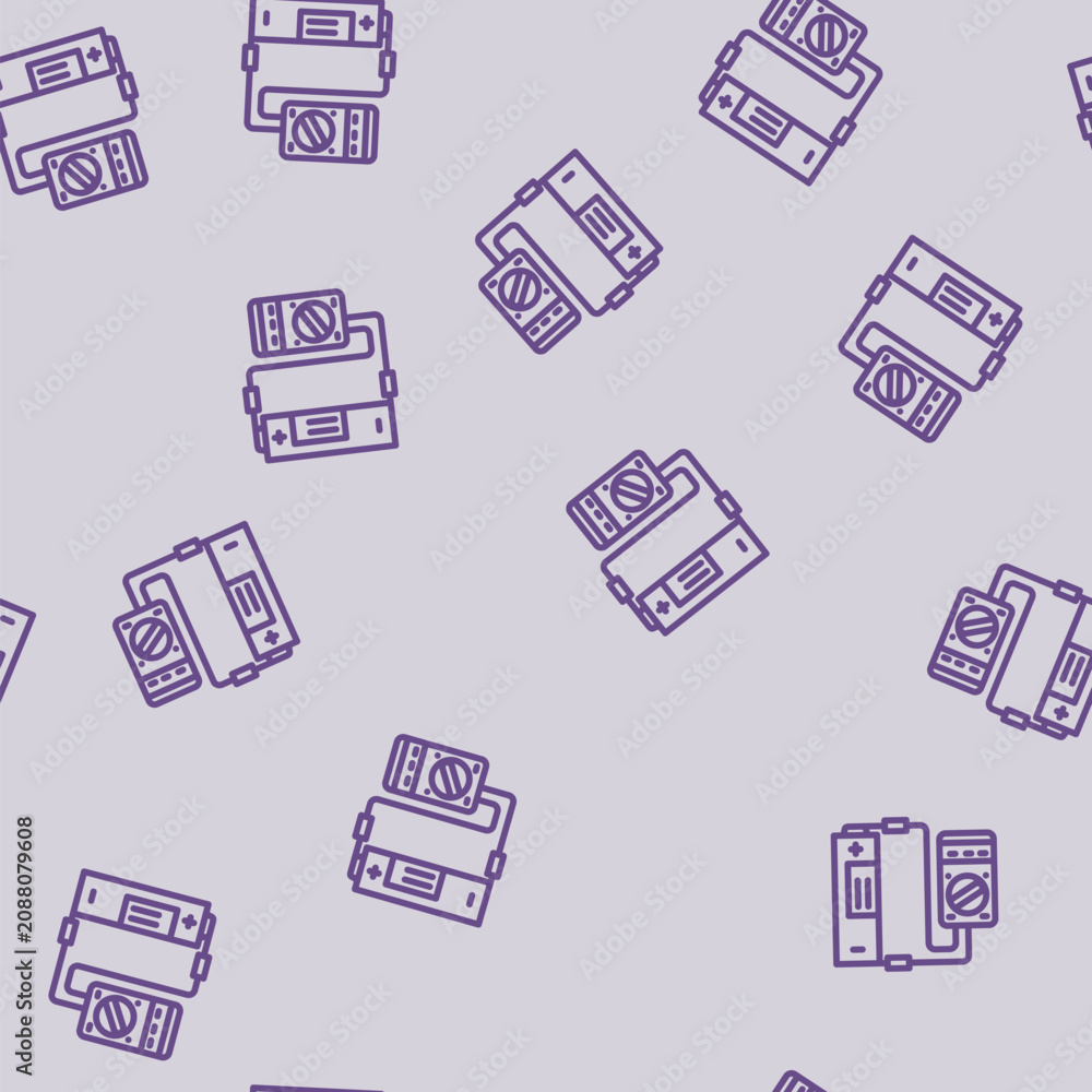 Fototapeta premium testing battery line seamless pattern testing battery thin line illustration