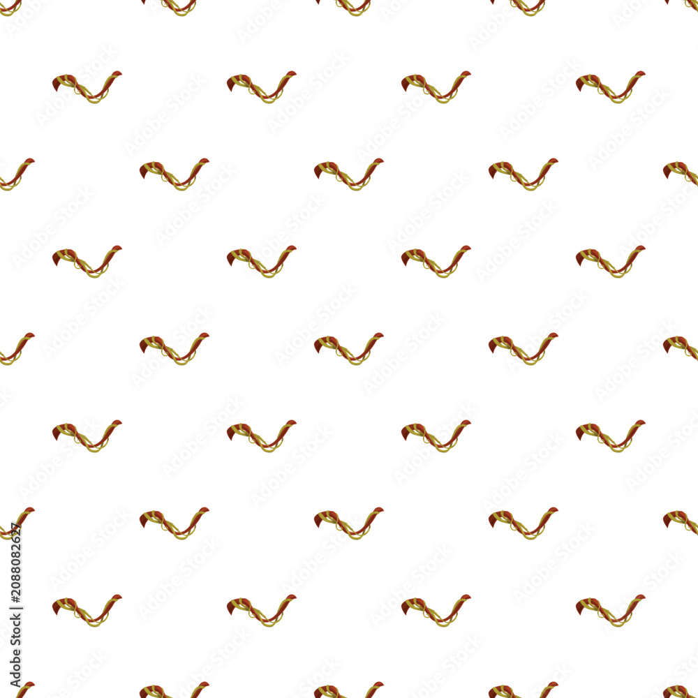 Fototapeta premium Gold wavy ribbon shapes repeating on a white background, creating an abstract pattern