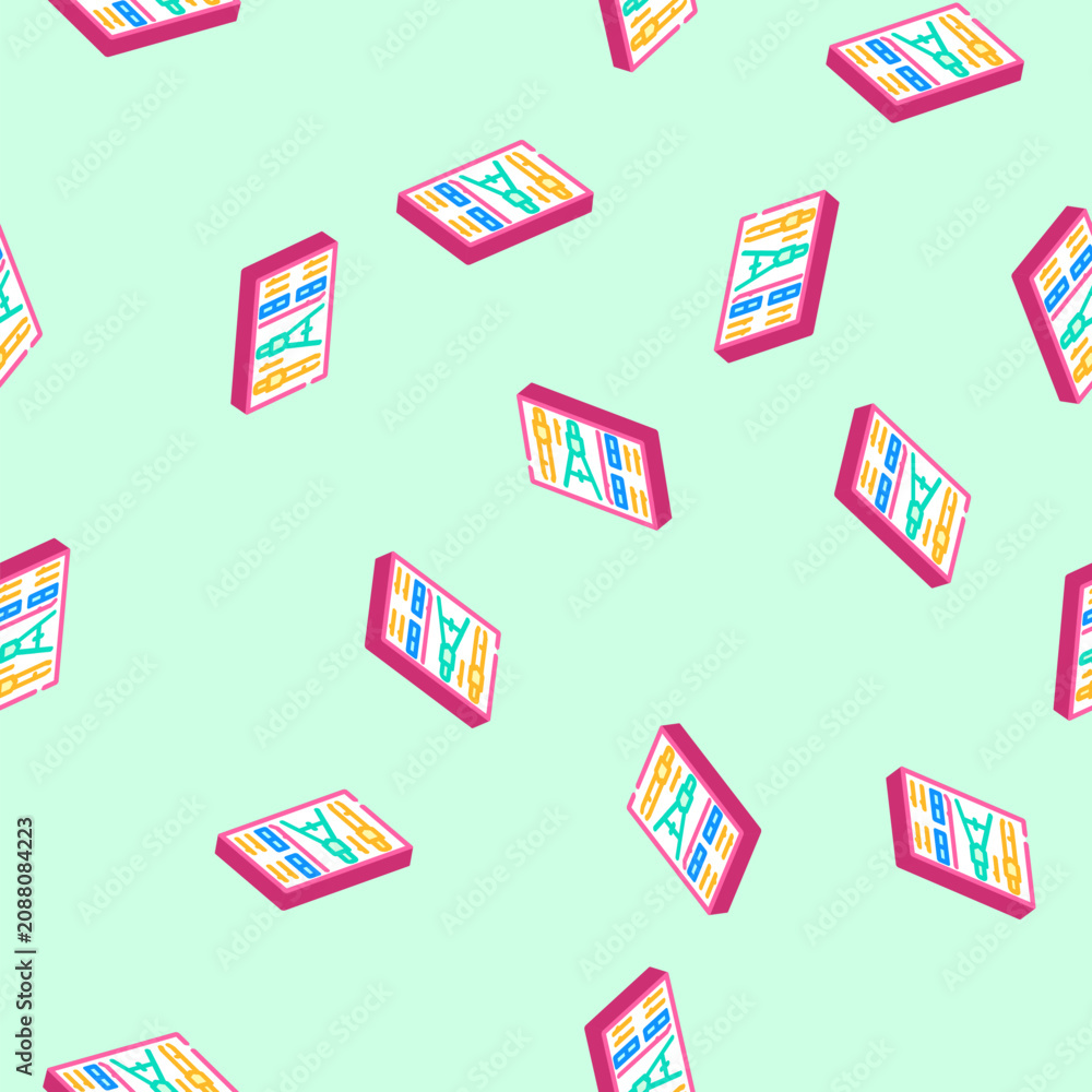 Fototapeta premium drafting tools architectural drafter isometric seamless pattern. drafting tools architectural drafter sign illustration